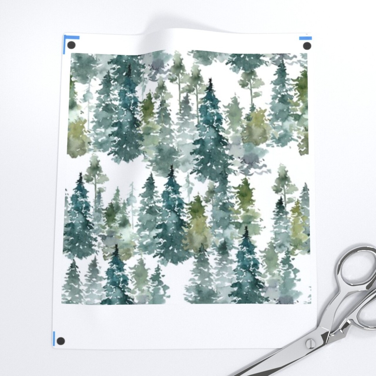 Woodland Pine Trees White Winter Christmas Snowy Watercolor Green Holiday Forest Custom Removable Wallpaper by Spoonflower Peel & Stick Wallpaper 2FT Wide